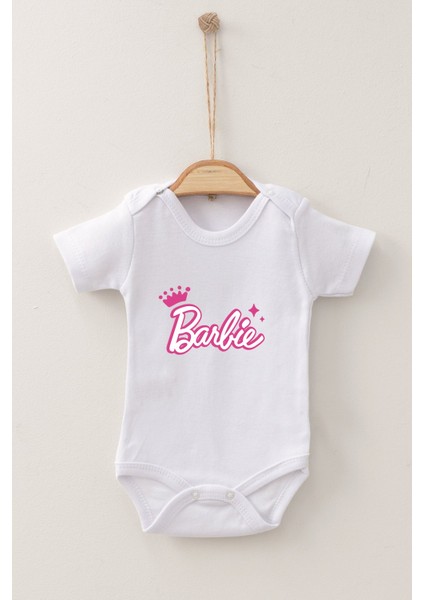 Pamuk Organik Barbie Desenli Kısa Kollu Body Badi Bebek Zıbın
