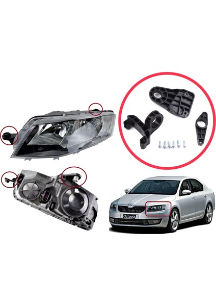 BHL561-1 Skoda Octavia Mk3 5e 2012-2019 5E0998225 Için Sol Ön Far Tamir Seti modelleri
