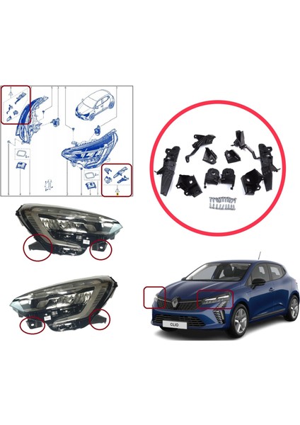 BHL569 Renault Clio Mk5 B7 Bf 2019-ON 260E70544R 260E69870R Için Sol Sağ Ön Far Tamir Seti modelleri