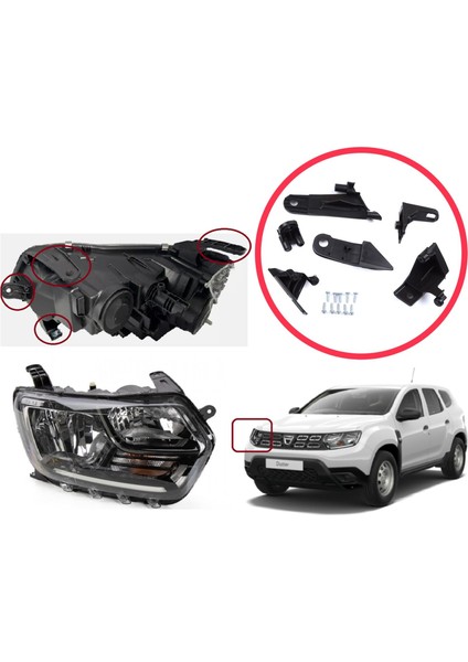 BHL565-2 Dacia Duster Mk2 Hm 2017-2024 260101133R Için Sağ Ön Far Tamir Seti