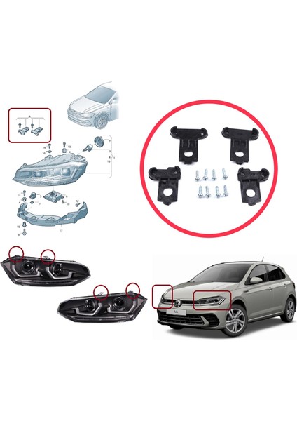 BHL568 Vw Polo Mk6 Aw1 Bz1 Ae1 2017-ON 4/5 Kapı 2G0998225 2G0998226 Için Sol Sağ Ön Far Tamir Seti modelleri
