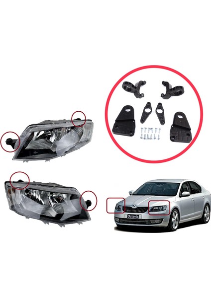 BHL561 Skoda Octavia Mk3 5e 2012-2019 5E0998225 5E0998226 Için Sağ Sol Ön Far Tamir Seti modelleri