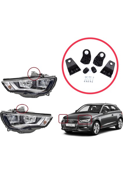 BHL564 Audi A3 S3 Mk3 8V 2012-2020 8V0998121 8V0998122 Için Sol Sağ Ön Far Tamir Seti modelleri