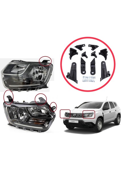 BHL565 Dacia Duster Mk2 Hm 2017-2024 260609367R 260101133R Için Sol Sağ Ön Far Tamir Seti modelleri