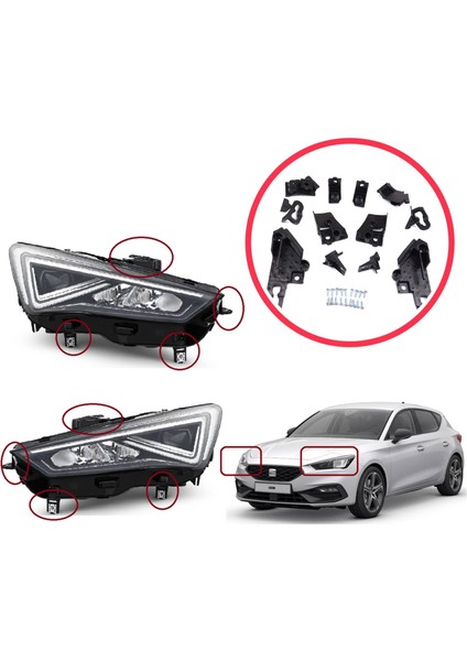 BHL563 Seat Leon Mk4 Kl1 Kl8 2020-ON 5FA998225 5FA998226 Için Sol Sağ Ön Far Tamir Seti modelleri