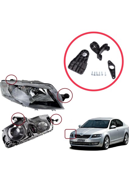 BHL561-2 Skoda Octavia Mk3 5e 2012-2019 5E0998226 Için Sağ Ön Far Tamir Seti modelleri