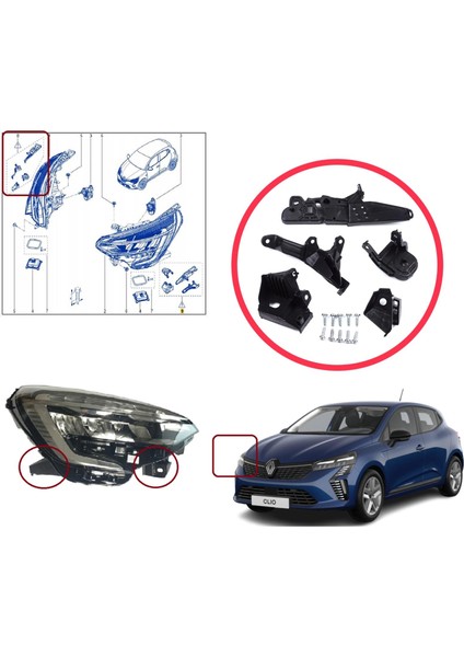 Bross Otomotiv BHL569-2 Renault Clio Mk5 B7 Bf 2019-ON 260E69870R Için Sağ Ön Far Tamir Seti