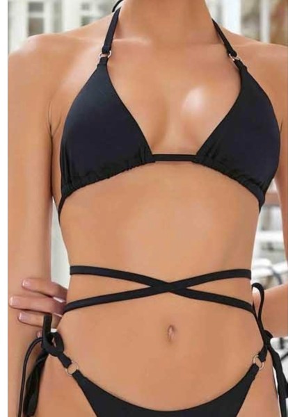 Hızlı Kuruyan Bikini Takımı Siyah Halka Detaylı Bikini fiyatları