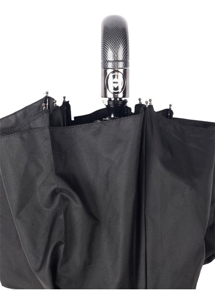 Siyah Karbon Baston Saplı Tam Otomatik Premium Lüks Erkek Şemsiye M21MAR1005MR001 fırsatları