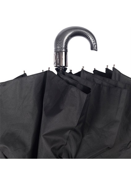 Siyah Karbon Baston Saplı Tam Otomatik Premium Lüks Erkek Şemsiye M21MAR1005MR001 indirimleri