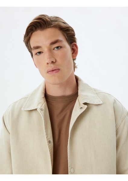 Oversize Kot Gömlek Ceket Beli Bağlamalı Cep Detaylı Pamuklu