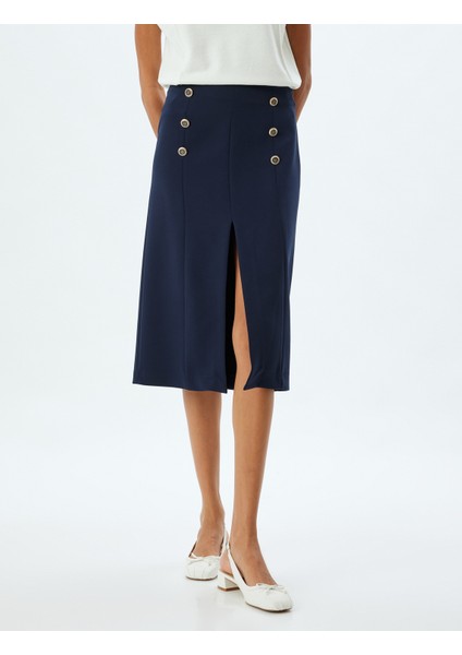 Kalem Midi Etek Önden Yırtmaçlı Düğme Detaylı modelleri