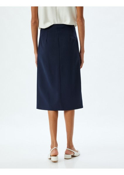 Kalem Midi Etek Önden Yırtmaçlı Düğme Detaylı fırsatları