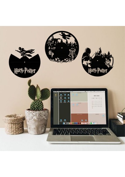 Lerad-Lazer Art Harry Potter 3.lü  Duvar Süs Dekoru. Ahşap Lazer Kesim Duvar Tablo . Hediye Olarak Mükemmeldir