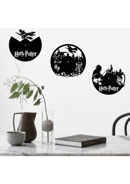 Lerad-Lazer Art Harry Potter 3.lü  Duvar Süs Dekoru. Ahşap Lazer Kesim Duvar Tablo . Hediye Olarak Mükemmeldir