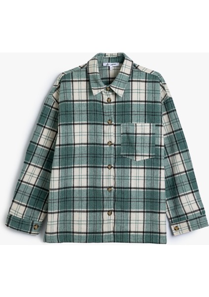 Oversize Oduncu Gömleği Uzun Kollu Cep Detaylı Klasik Yaka Düğmeli