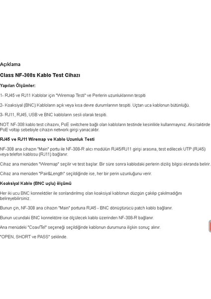 Nf 308S Kablo Test Cihazı;ub