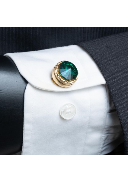 Yeşil Taşlı Geçmeli Kol Düğmesi modelleri