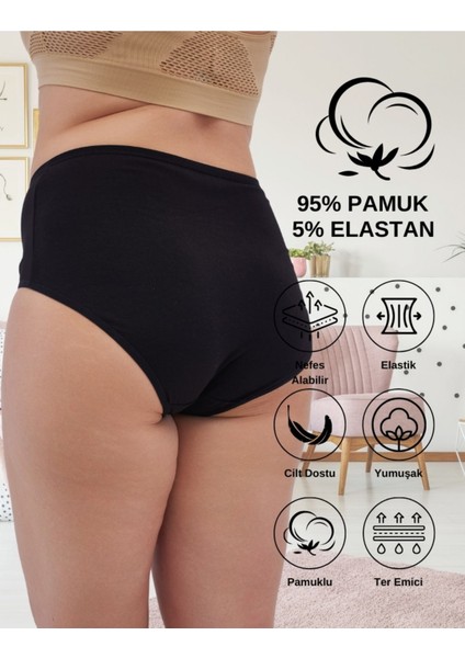 Kadın Büyük Beden Yüksek Bel Külot Full Brief, 3'lü Paket Siyah modelleri