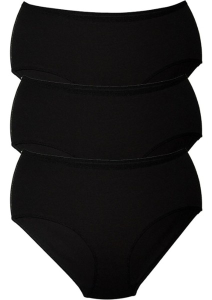 Kadın Büyük Beden Yüksek Bel Külot Full Brief, 3'lü Paket Siyah fırsatları