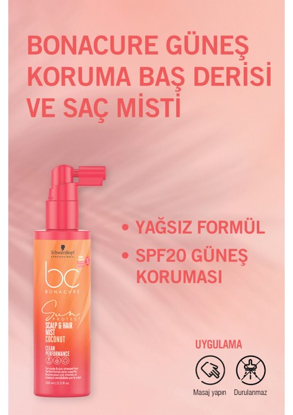 BC Sun Protect Güneş Koruma 3'lü Saç Bakım Seti - Çanta Hediyeli - Güneşin Zararlı Etkisinden Kurtul - Şampuan, Saç Kremi & Bakım Kürü - Coconut