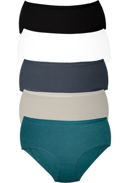 Kadın Büyük Beden Yüksek Bel Külot Full Brief, 5'li Paket 5 Farklı Renk 1 Pakette fırsatları