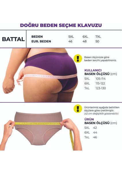 Kadın Büyük Beden Yüksek Bel Külot Full Brief, 5'li Paket 5 Farklı Renk 1 Pakette indirimleri
