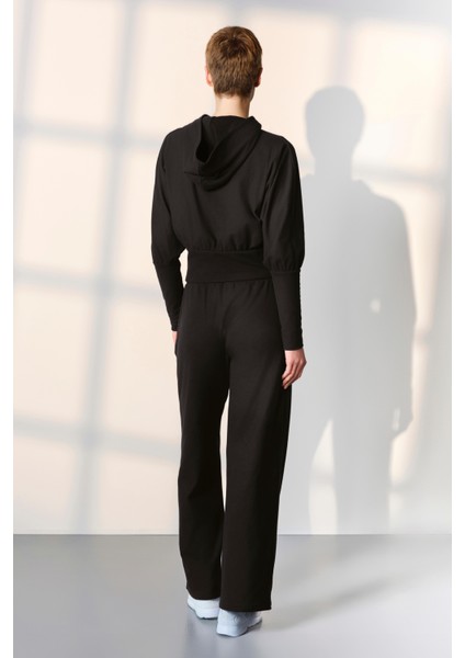 Kadın Siyah Kapşonlu Eşofman Pijama Takımı 25K4045 fiyatları