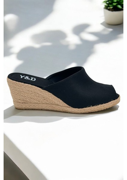 Yd Shoes 7cm Dolgu Topuk Keten Terlik El Yapımı Üretim