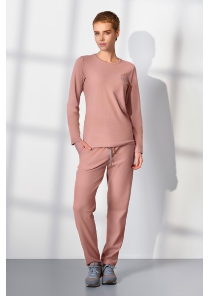 Kadın Pembe Yumoş Kumaş T-Shirt Pijama Takımı 25K4041