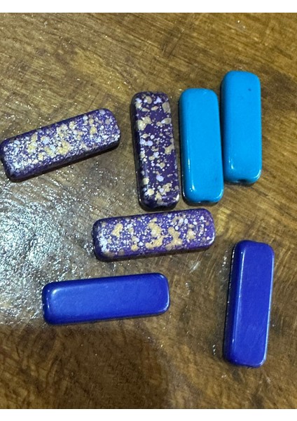 7 Adet Renkli Desenli Delikli Takı Bboncuğu SET4X1 cm