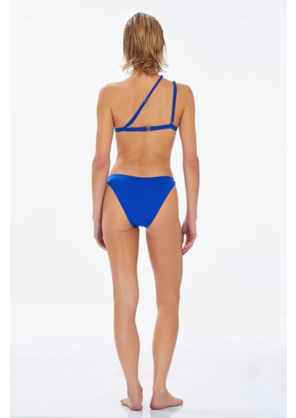 Bikini Takımı Tek Kol Bağlamalı Bikini Takımı Lila Veya Lacivert Renkli Hızlı Kuruyan