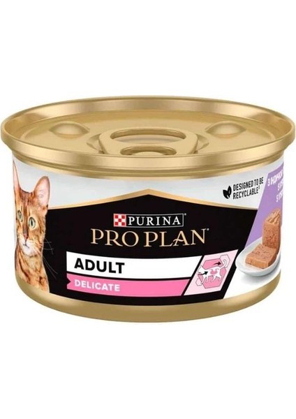 Delicate Hindili Yetişkin Kedi Konservesi 85GR 24LÜ