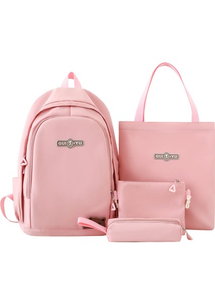 2024 Yeni Büyük Kapasiteli Düz Renkli Sırt Çantası, Modaya Uygun Dört Parçalı Öğrenci Seti, Basit Sırt Çantası (Yurt Dışından)