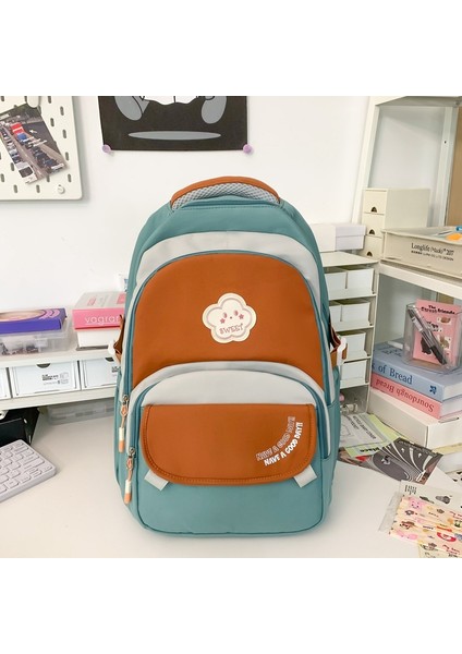 Kızların Okul Çantaları, Retro Kontrast Renkli Ortaokul Öğrenci Sırt Çantaları, Kolej Tarzı Büyük Kapasiteli Gündelik Sırt Çantaları (Yurt Dışından)