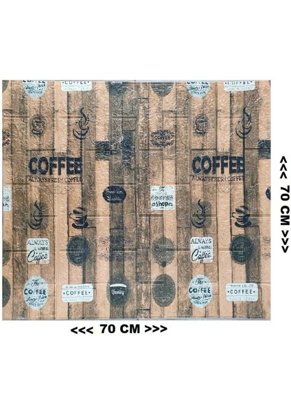 Kendinden Yapışkanlı Açık Kahve Köşesi Mutfak Salon Kafe Duvar Kağıdı Paneli 70X70CM 1 Adet NW172