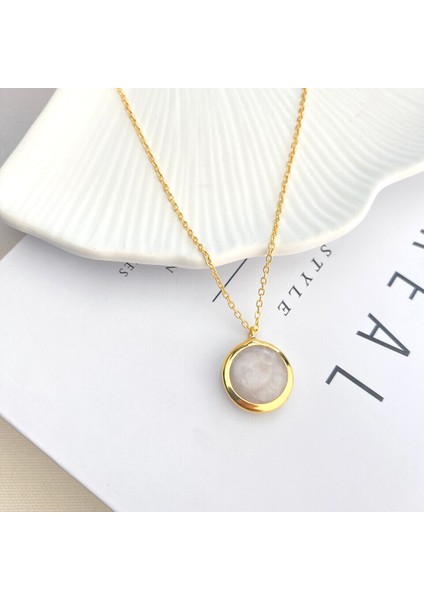 Doğaltaş Kolye Kaplama Çerçeveli Gold 45CM