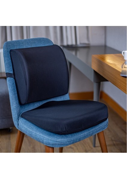Tekno Trust Siyah Bel Destek Yastığı Dik Duruş Ortopedik Yastık Omurga Yastığı 35*34*12 35 x 34 Pamuk Polyester