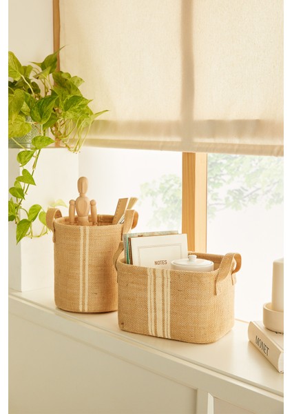 2'li Set Jüt Dolap İçi Çamaşır Çocuk Odası Oyuncak Düzenleyici Katlanır Saklama Sepeti Organizer fiyatları