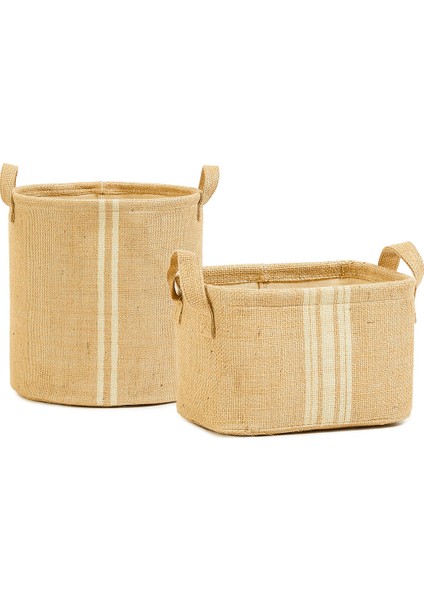 2'li Set Jüt Dolap İçi Çamaşır Çocuk Odası Oyuncak Düzenleyici Katlanır Saklama Sepeti Organizer