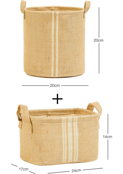 2'li Set Jüt Dolap İçi Çamaşır Çocuk Odası Oyuncak Düzenleyici Katlanır Saklama Sepeti Organizer