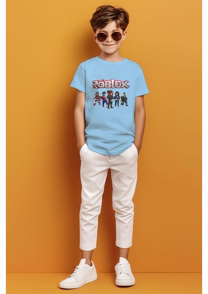 Roblox Baskılı Oyun Temalı Erkek Çocuk T-Shirt