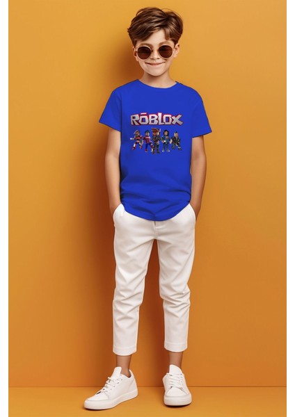 Roblox Baskılı Oyun Temalı Erkek Çocuk T-Shirt