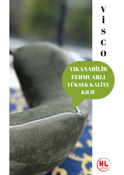 Tekno Trust Visco Ortopedik Profesyonel %100 Visco Seyahat Yastığı Haki Yeşili Ergonomik BM62800027 Anti indirimleri