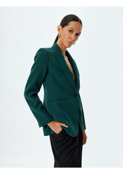 Blazer Ceket Kruvaze Ters Yaka Cep Detaylı
