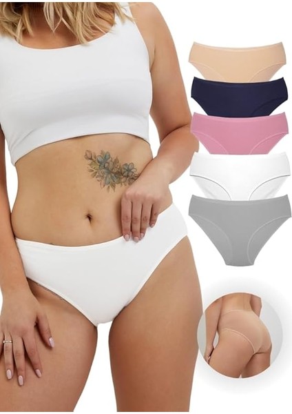 Alya Underwear Kadın Pamuklu Bato / Hipster Slip Külot - 5'li Paket (MULTICOLOR-P04)