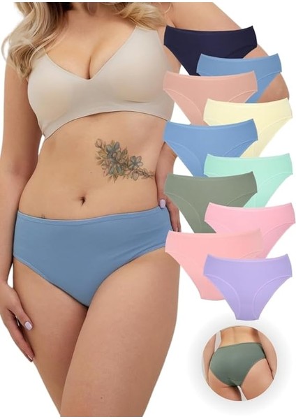 Alya Underwear Kadın Pamuklu Bato / Hipster Slip Külot - 10'lu Paket (MULTICOLOR-X16)