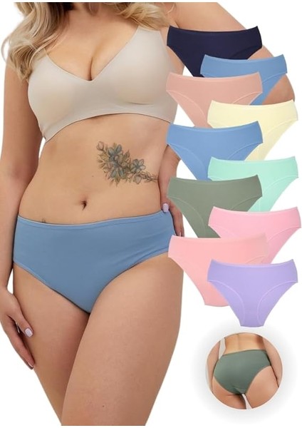 Kadın Pamuklu Bato / Hipster Slip Külot - 10'lu Paket (MULTICOLOR-X16)