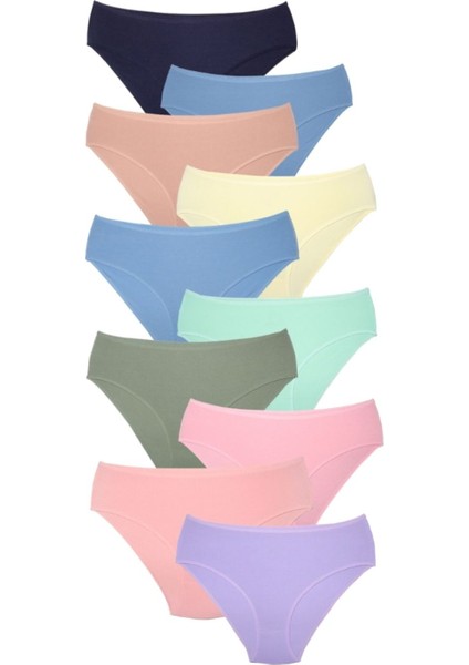 Kadın Pamuklu Bato / Hipster Slip Külot - 10'lu Paket (MULTICOLOR-X16) fırsatları