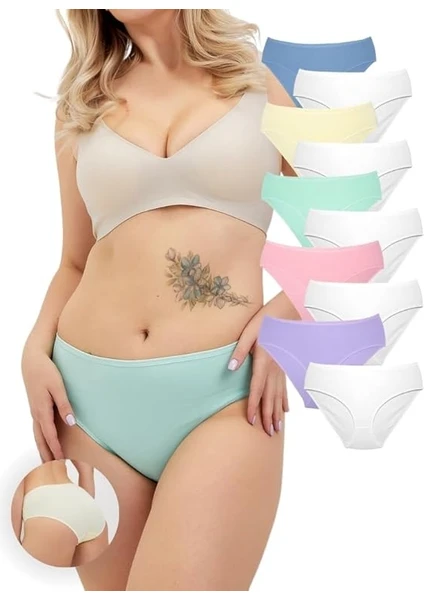 Alya Underwear Kadın Pamuklu Bato / Hipster Slip Külot - 10'lu Paket (MULTICOLOR-X18)